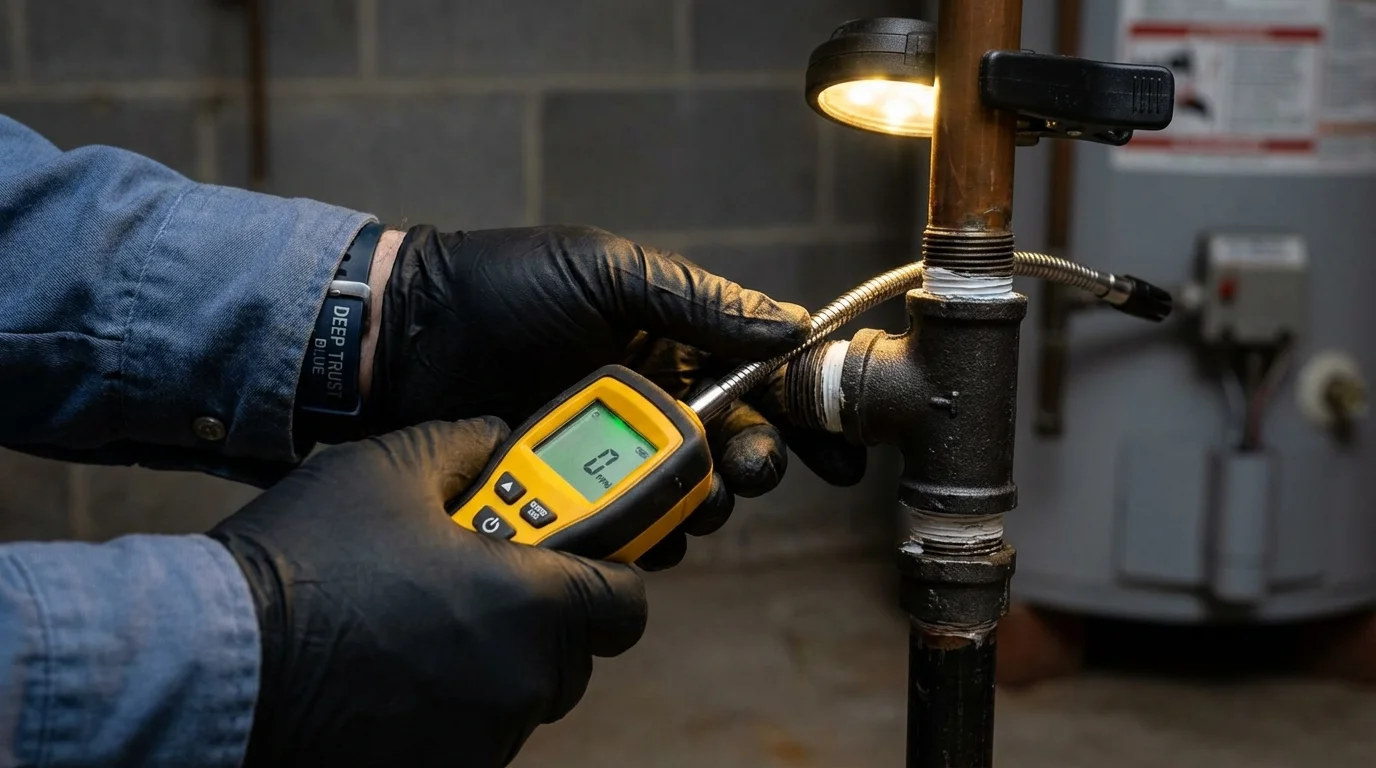 Gas leak detection with electronic sniffer by Johns Plumbing LLC in Brookhaven